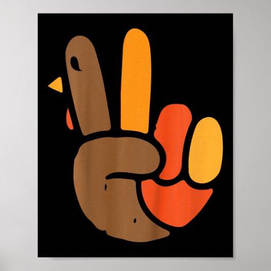 Kids Hand Peace Sign Erntedank Day Cooles Symbol Poster (Vorne)