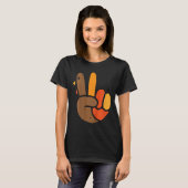 Kids Hand Peace Sign Erntedank Day Cooles Symbol T-Shirt (Vorne ganz)