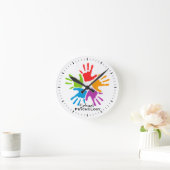 Kids' Hands School Psychology Wall Clock Runde Wanduhr (Zuhause)