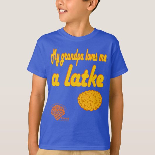 Kids' Hanukkah Shirt - "Grandpa loves me a latke" (Vorderseite)