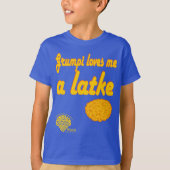 Kids' Hanukkah Shirt - "Grumpi loves me a latke" (Vorderseite)