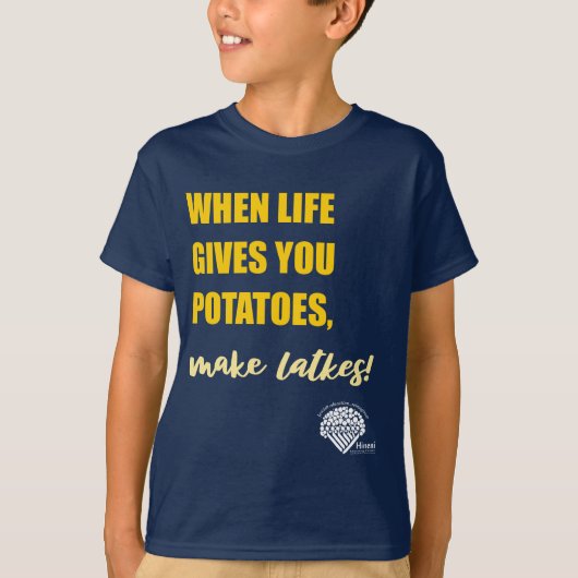 Kids' Hanukkah Shirt - "Make latkes" (Vorderseite)