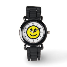 Kid's Happy face Silver Glitzer Strap Watch Armbanduhr