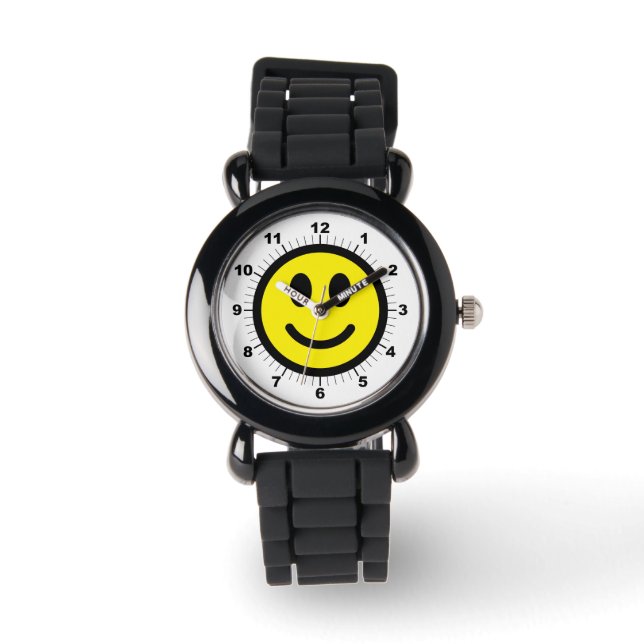 Kid's Happy face Silver Glitzer Strap Watch Armbanduhr (Vorderseite)