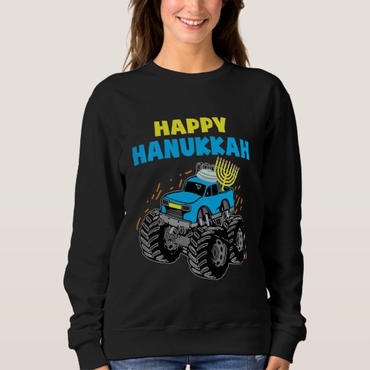 Kids Happy Hanukkah Monster Truck Jew Kids Toddler Sweatshirt (Vorderseite)