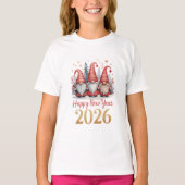 Kids Happy New Year 2026 Gnomes T-Shirt (Vorderseite)