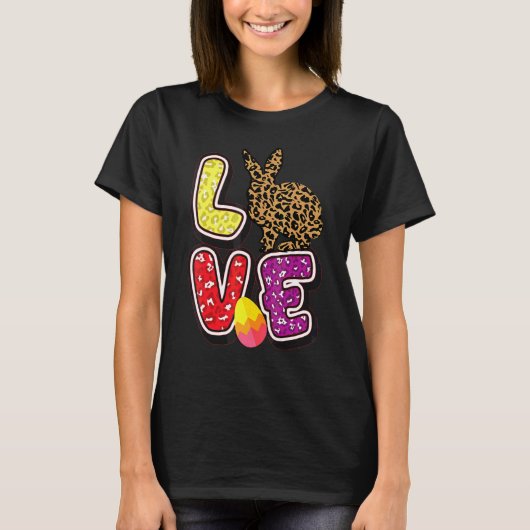Kids Happy Oster Liebe Leopard Bunny Ears Funny Eg T-Shirt (Vorderseite)