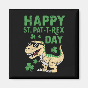 Kids Happy St. Pat T Rex Tag Dino St. Patricks Day Magnet
