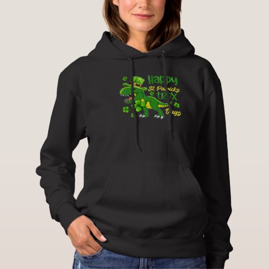 Kids Happy St Patricks Trex Day Cute Dinosaur Luck Hoodie (Vorderseite)
