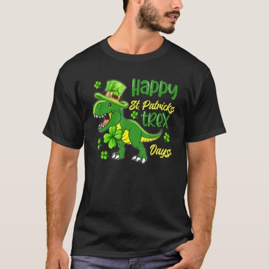 Kids Happy St Patricks Trex Day Cute Dinosaur Luck T-Shirt (Vorderseite)