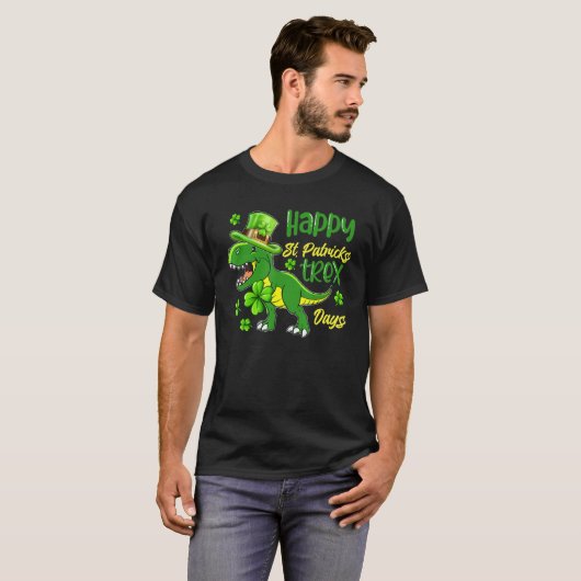Kids Happy St Patricks Trex Day Cute Dinosaur Luck T-Shirt (Vorne ganz)