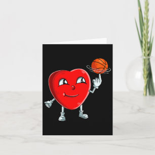 Kids Heart Bysketbyll Player Valentinstag Niedlich Karte