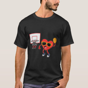 Kids Heart Dunk Bysketbyll Player Valentinstag L T-Shirt
