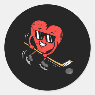 Kids Heart Eishockeyspieler Valentinstag Cute S Runder Aufkleber