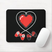 Kids Heart Pixel Art Video-Game Controller Valenti Mousepad (Mit Mouse)