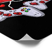 Kids Heart Video-Game Controller Valentinstag Co Poster (Ecke)