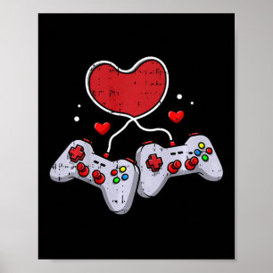 Kids Heart Video-Game Controller Valentinstag Co Poster