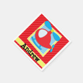 Kid's Helicopter; Scarlet Red Stripes Serviette (Ecke)