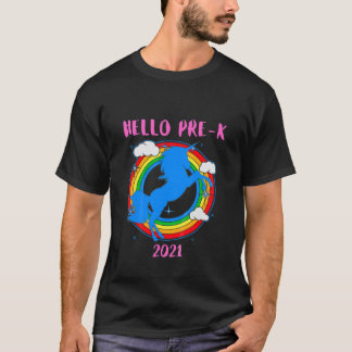 Kids Hello Pre-K Retro Unicorn 2021 Pre-K Girls T-Shirt
