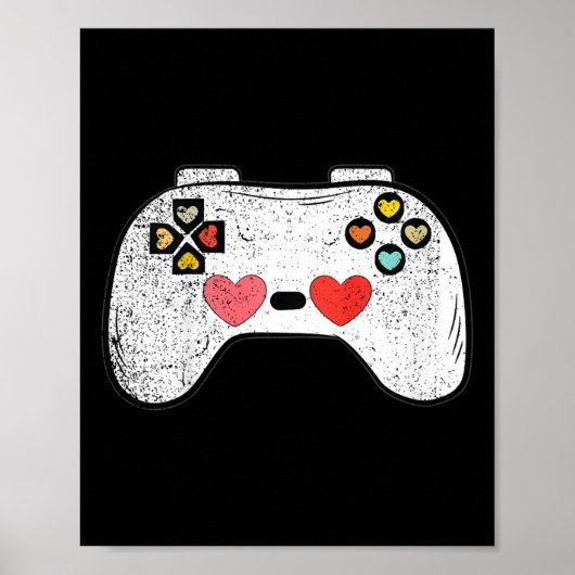 Kids Herz Video-Spiel Controller Valentinstag Cu Poster (Vorne)
