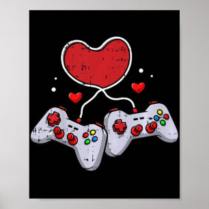 Kids Herz Videospiel-Controller Valentinstag Co Poster