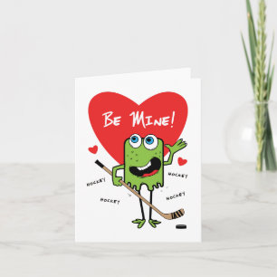 Kids Hockey Monster Valentine Card Feiertagskarte