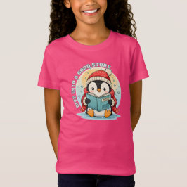 Kids' Hot Pink Reading Penguin Storytime Cotton Te T-Shirt