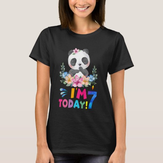 Kids I Am 7 Today Panda Birthday Party Outfit Pand T-Shirt (Vorderseite)