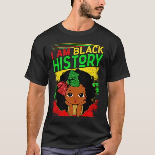 Kids I Am Black History Girls Little Melanin Queen T-Shirt (Vorderseite)
