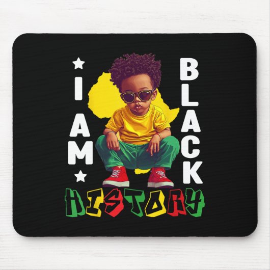 Kids I Am Black History Junger Schwarzer König Afr Mousepad (Vorne)
