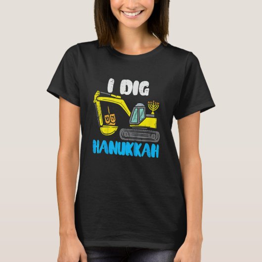 Kids I Dig Hanukkah Excavator Construction Toddler T-Shirt (Vorderseite)