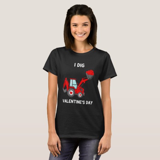 Kids I Dig Valentines Day Hearts Tractor Funny Tod T-Shirt (Vorne ganz)