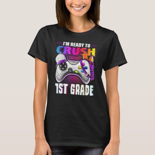 Kids I m Ready To Crush 1st Grade Back To School V T-Shirt (Vorderseite)
