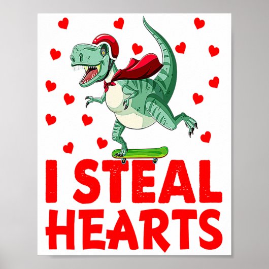 Kids I Steal Hearts Dinosaur Valentines Day For Ba Poster (Vorne)