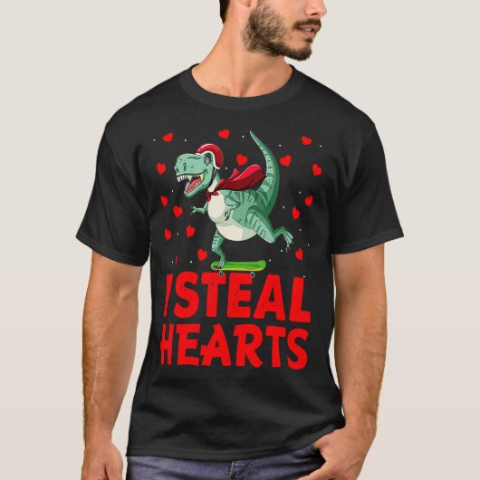 Kids I Steal Hearts Dinosaur Valentines Day For Ba T-Shirt (Vorderseite)