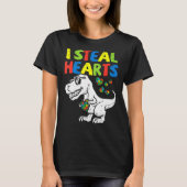 Kids I Steal Hearts Trex Dinosaur Toddler Autism A T-Shirt (Vorderseite)