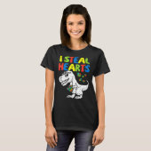 Kids I Steal Hearts Trex Dinosaur Toddler Autism A T-Shirt (Vorne ganz)