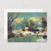 Kids Ice Skaten auf Frozen Lake Postkarte (Vorne/Hinten)