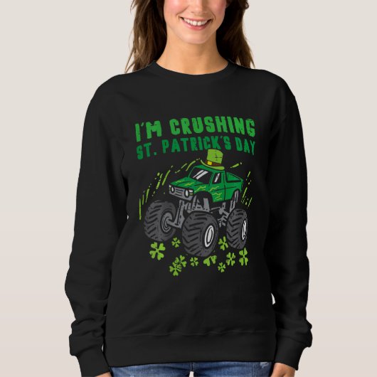 Kids Im Crushing St Patricks Day Monster Truck Boy Sweatshirt (Vorderseite)