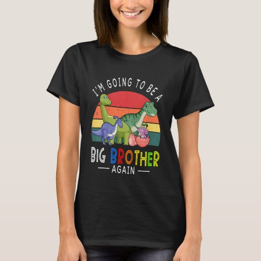 Kids I'm Going To Be A Big Brother Again 2023 Dino T-Shirt (Vorderseite)