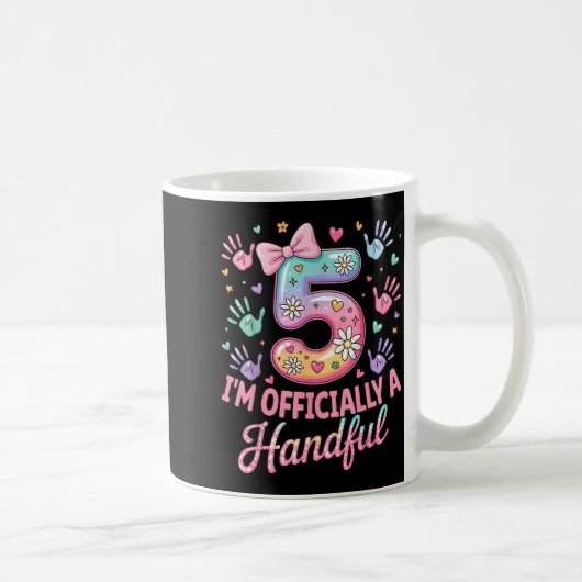 Kids I'm Ly A Handful Five 5th Birthday Girls Boys Kaffeetasse (Rechts)