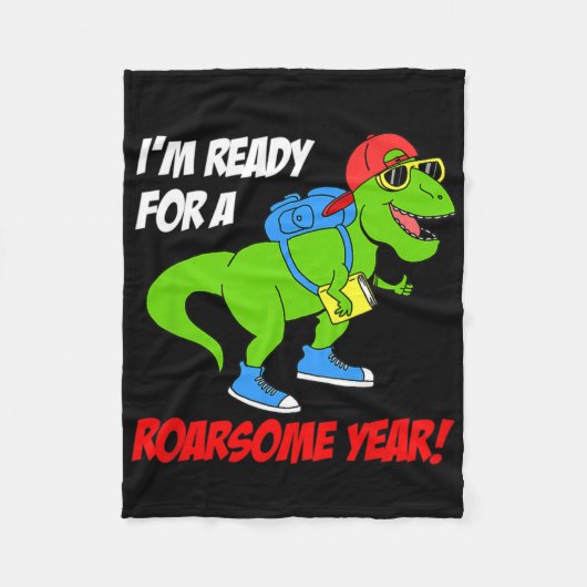 Kids Im Ready For A Roarsome Year Back To School D Fleecedecke (Vorderseite)