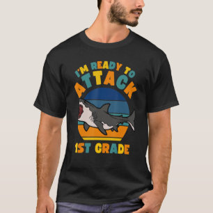 Kids I'm Ready To Attack 1st Grad Megalodon Dinos T-Shirt
