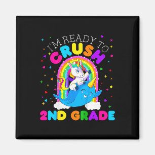 Kids I'm Ready To Crush 2nd Grade Unicorn First Da Magnet