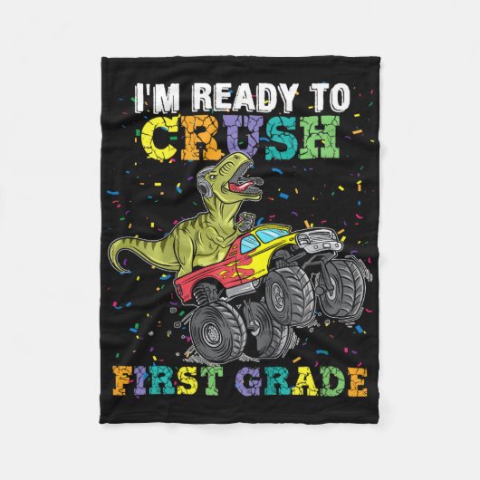Kids I'm Ready To Crush First Grade Monster Truck  Fleecedecke (Vorderseite)