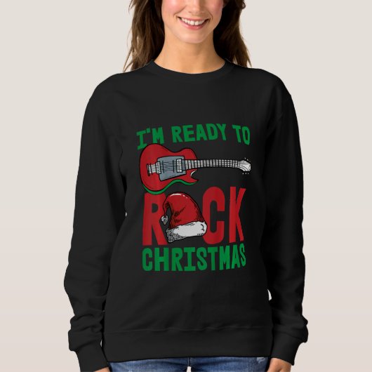 Kids Im Ready To Rock Christmas Pajama Cool Guitar Sweatshirt (Vorderseite)