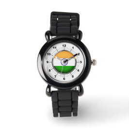 Kid's India Flag Silver Glitzer Strap Watch Armbanduhr