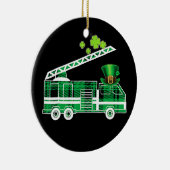 Kids Irish Green Firefighter Truck St Patricks Keramik Ornament (Rechts)