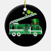 Kids Irish Green Firefighter Truck St Patricks Keramik Ornament (Hinten)