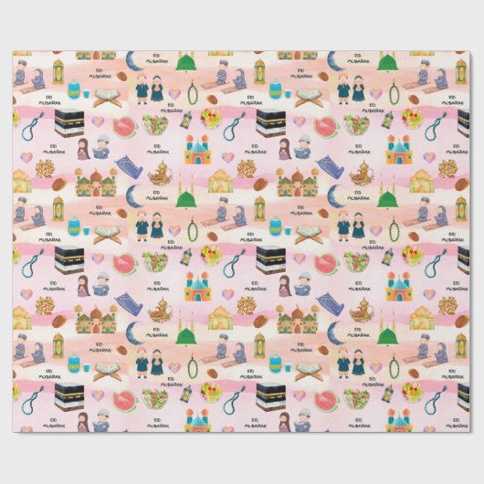 Kids Islamic Gift Wrap – Colourful Eid & Ramadan Geschenkpapier (Flach)